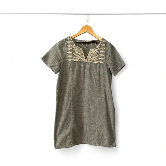 J. Crew Blue Denim Embroidered Dress - Picture 2 of 4